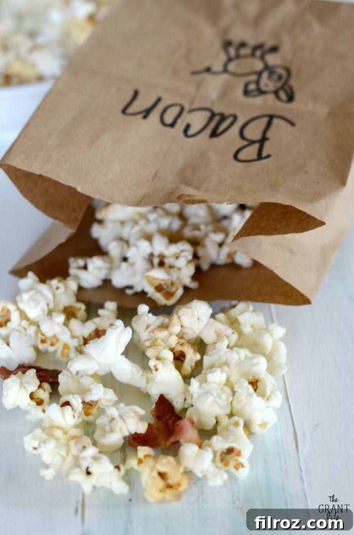 Bacon fat popcorn ready to be served