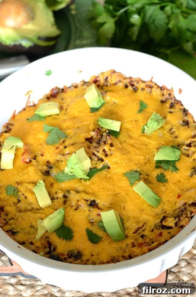 Delicious Southwest Quinoa Casserole topped with fresh cilantro