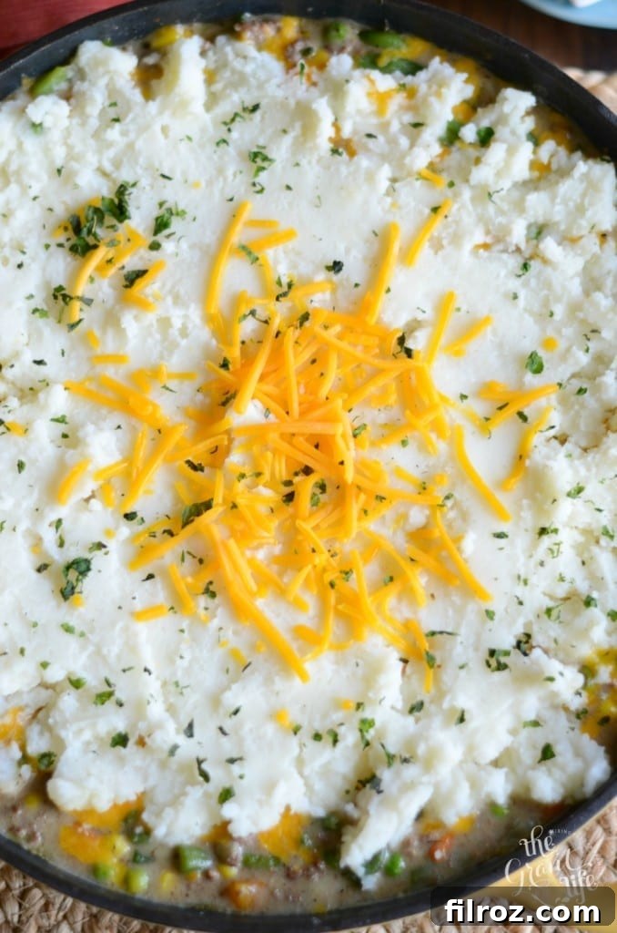 easy homemade shepherds pie made in a skillet