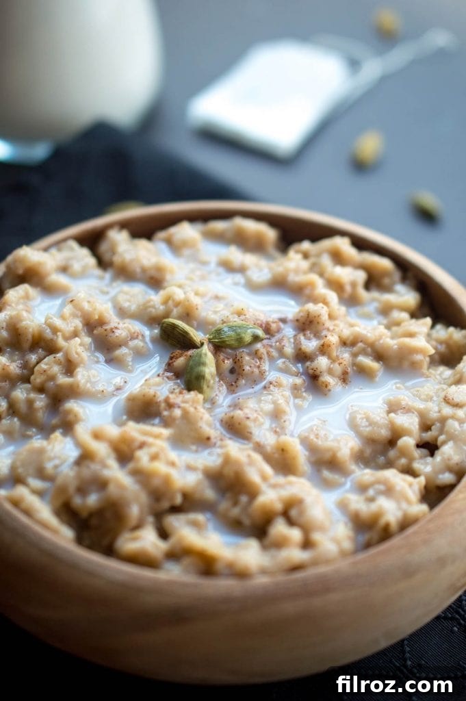 Chai Latte Oatmeal with a splash of milk