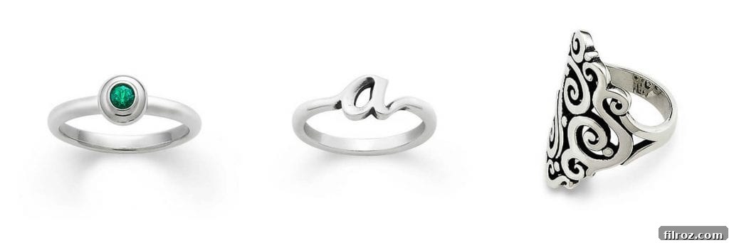 Cherished James Avery Gifts for Mom 4 Beautiful James Avery rings for mom, including stackable remembrance rings and initial rings.
