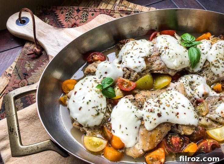 Pinterest Pin for Easy Mozzarella Chicken