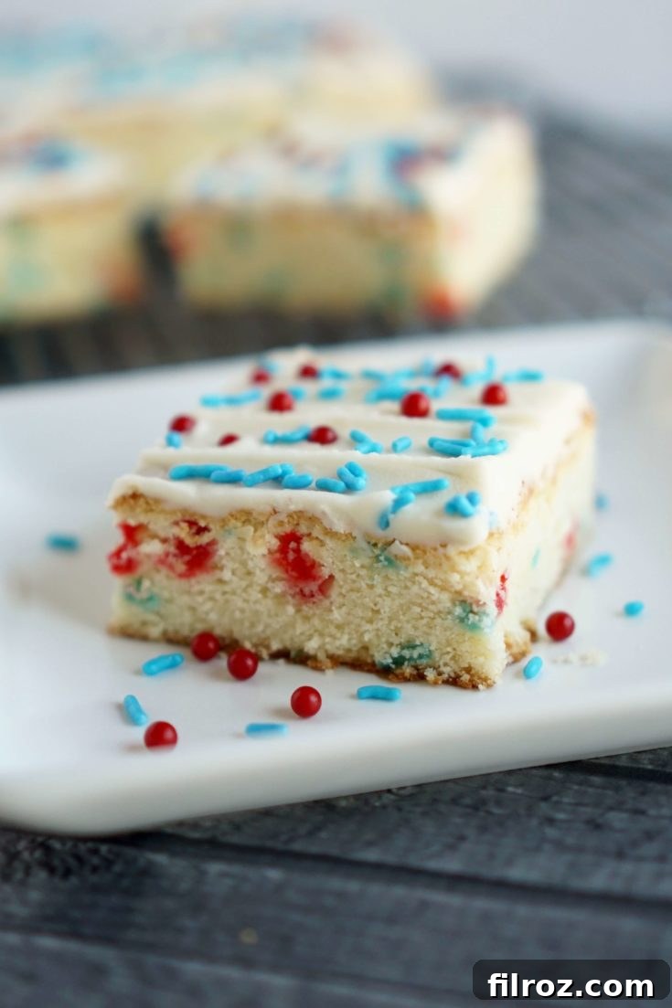Sugar cookie bars decorated with sprinkles