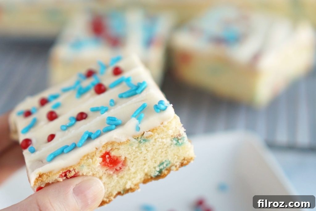 Buttery Sugar Cookie Bars 4 Freshly baked gluten-free sugar cookie bars with sprinkles
