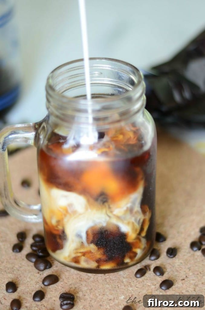 Cold Brew Coffee at home in a mason jar.