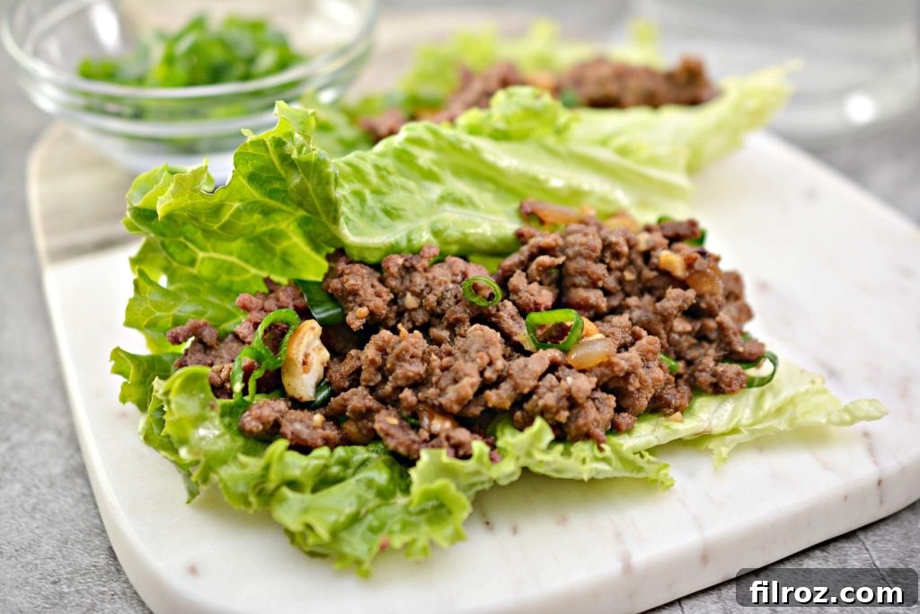 Zesty Korean Beef Lettuce Wraps 3 beef lettuce wraps