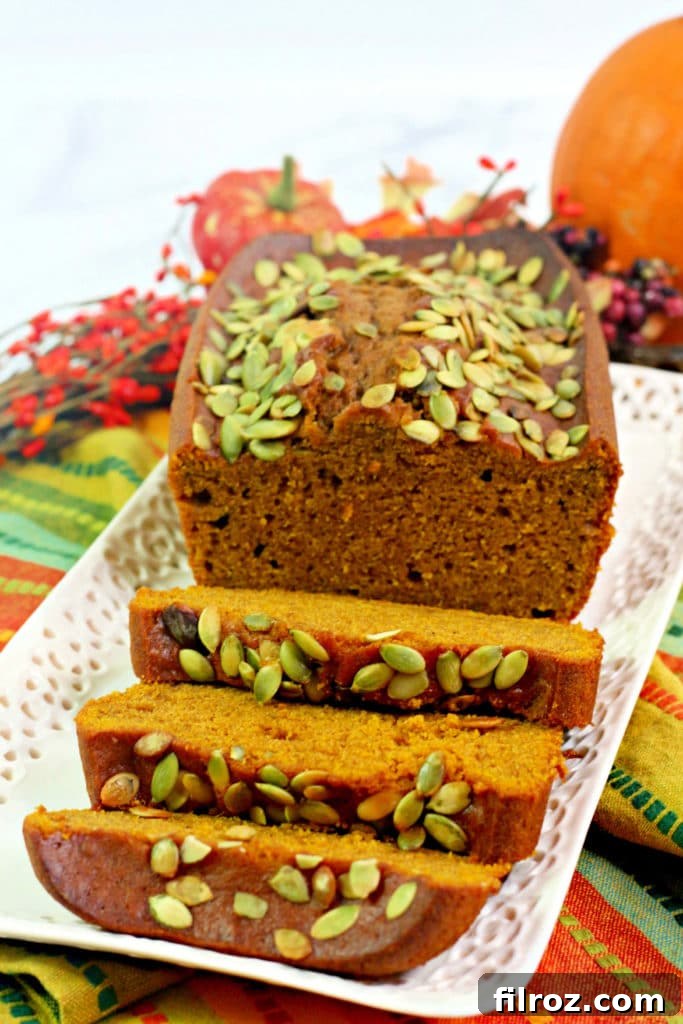 Easy Starbucks copycat pumpkin bread recipe, sliced and ready to serve
