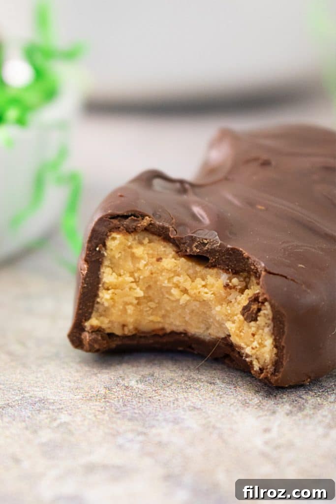 Finished homemade Reese's eggs with chocolate coating