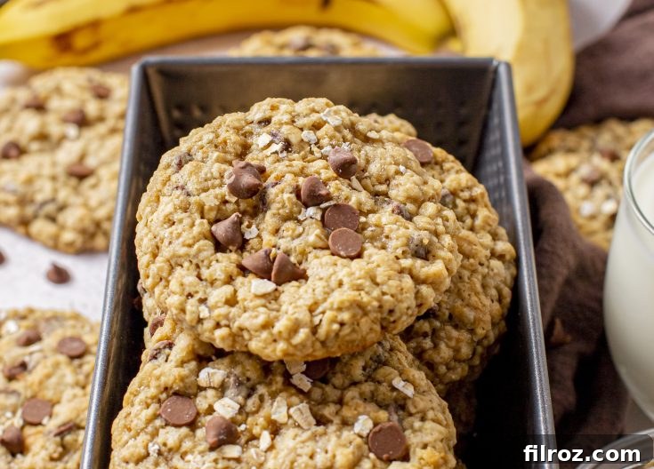 Pin this Banana Oatmeal Chocolate Chip Cookie recipe