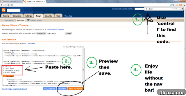 Blogger Blog Screenshot - After Navbar Removal
