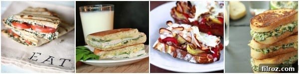 An appetizing collage of artichoke sandwiches, including melty paninis, quesadillas, and grilled cheese.