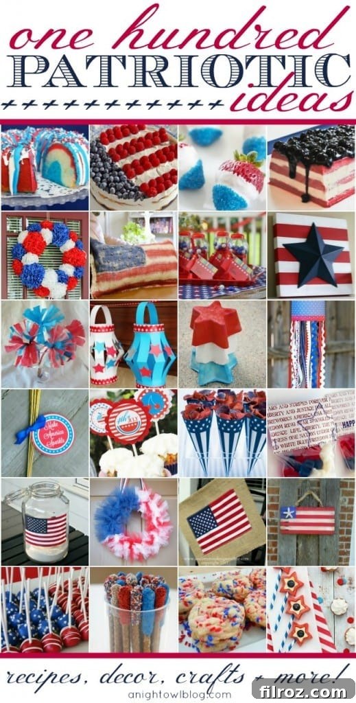 A curated collection of 100 inspiring patriotic ideas for the Fourth of July, covering crafts, food, and decor.