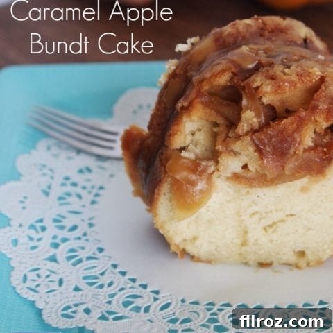 Golden Caramel Apple Bundt 2 Caramel Apple Bundt Cake with caramel drizzle