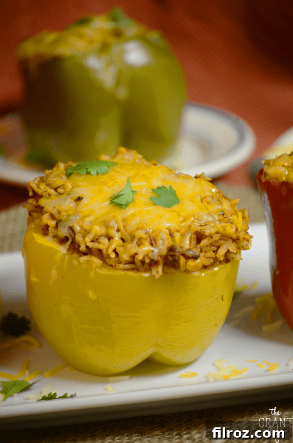 Pin-worthy image of Southwest Crock Pot Stuffed Peppers